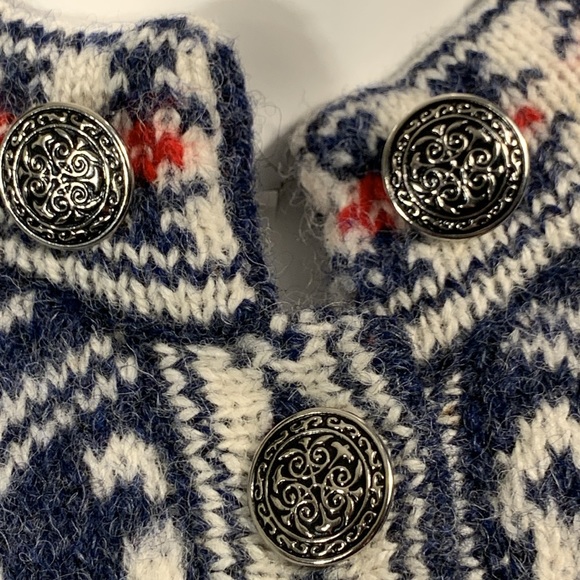 SQUAW VALLEY VINTAGE NORDIC WOOL ALPINE WINTER SKI SWEATER CARDIGAN - Picture 4 of 14